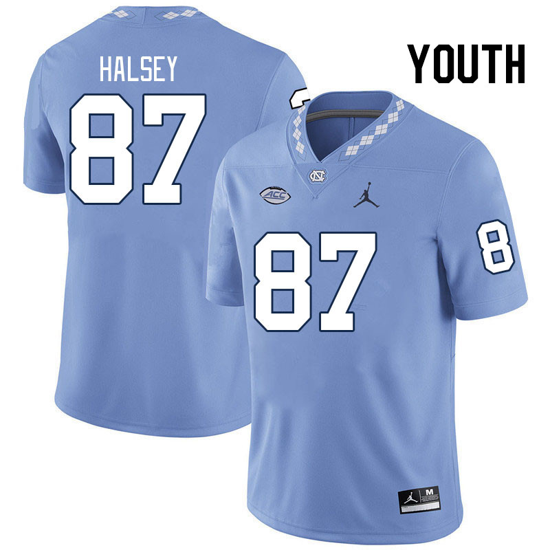 Youth #87 Cort Halsey North Carolina Tar Heels College Football Jerseys Stitched Sale-Carolina Blue